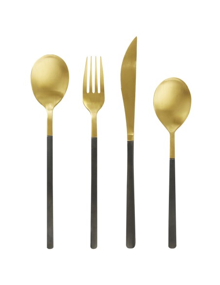 Tenedor de mesa oro acero inoxidable 18/0 20,1 cm Aroma Oro Pvd Negro Pro.mundi