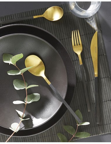 Tenedor de mesa oro acero inoxidable 18/0 20,1 cm Aroma Oro Pvd Negro Pro.mundi