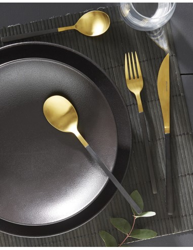 Cuchara de café oro inox 18/0 15,4 cm Aroma Oro Pvd Negro Pro.mundi