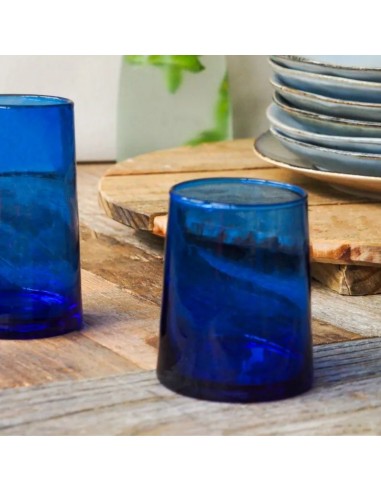 Vaso forma baja azul vidrio reciclado 25 cl Lily Pro.mundi