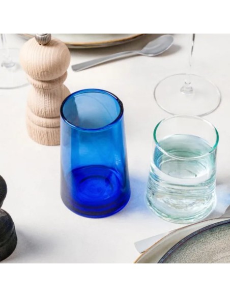 Vaso forma baja azul vidrio reciclado 25 cl Lily Pro.mundi