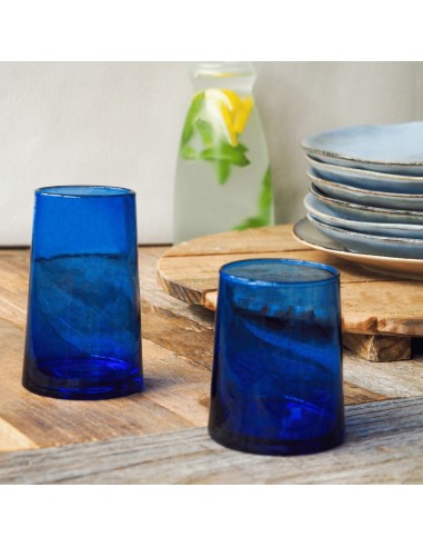 Vaso formato alto azul de vidrio reciclado 33 cl Lily Pro.mundi