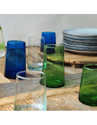 Vaso formato alto azul de vidrio reciclado 33 cl Lily Pro.mundi