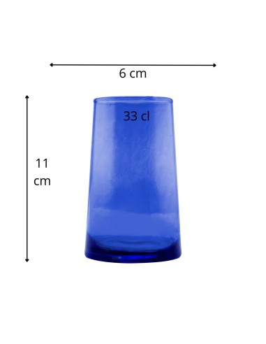 Vaso formato alto azul de vidrio reciclado 33 cl Lily Pro.mundi