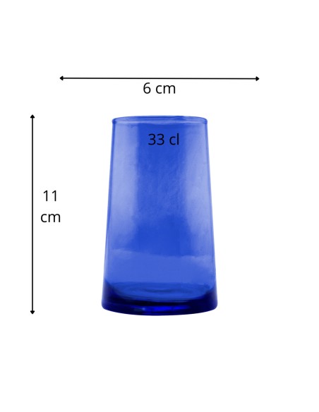 Vaso formato alto azul de vidrio reciclado 33 cl Lily Pro.mundi