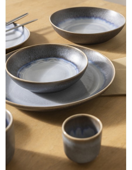 Plato coupé hondo redondo azul glaciar gres esmaltado Ø 17 cm Snow Pro.mundi