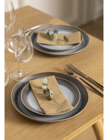 Plato llano redondo azul glaciar gres esmaltado Ø 27 cm Snow Pro.mundi