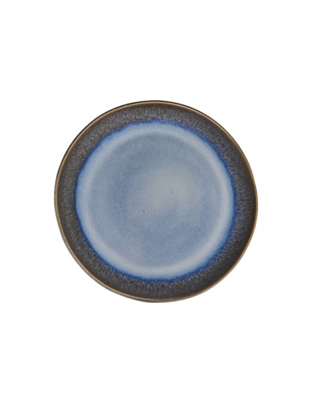 Plato sin ala llano redondo azul glaciar gres esmaltado Ø 21 cm Snow Pro.mundi