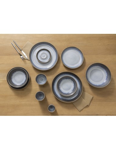 Plato sin ala llano redondo azul glaciar gres esmaltado Ø 21 cm Snow Pro.mundi