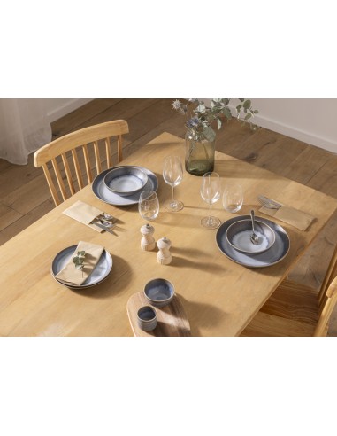 Plato sin ala llano redondo azul glaciar gres esmaltado Ø 21 cm Snow Pro.mundi