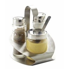 Set sal/pimienta/mostaza transparente 10x10x11