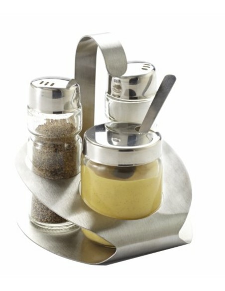 Set sal/pimienta/mostaza transparente 10x10x11