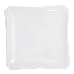 Plato llano cuadrado blanco porcelana 26