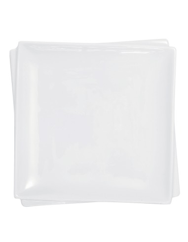 Plato llano cuadrado blanco porcelana 26
