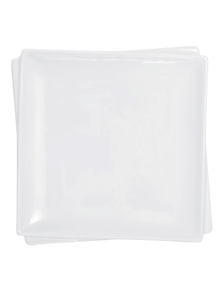 Plato llano cuadrado blanco porcelana 26