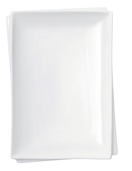 Plato llano rectangular blanco porcelana 32x23 cm Twins Pro.mundi