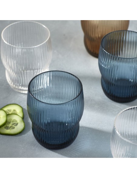 Vaso gris azul de vidrio 30 cl Soho Pro.mundi