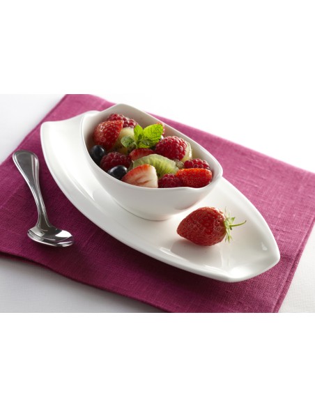 Plato llano oval blanco porcelana 22x12 cm Matcha Pro.mundi