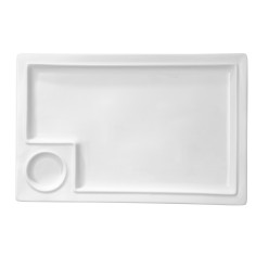 Plato con compartimentos rectangular blanco porcelana 35