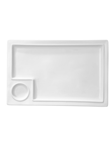 Plato con compartimentos rectangular blanco porcelana 35