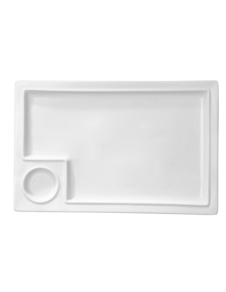 Plato con compartimentos rectangular blanco porcelana 35