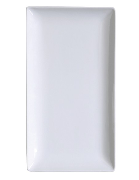 Plato llano rectangular blanco porcelana vitrificada 39x25