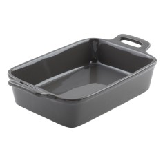 Fuente rectangular gris de gres esmaltado 20x14 cm Bistronome Pro.mundi