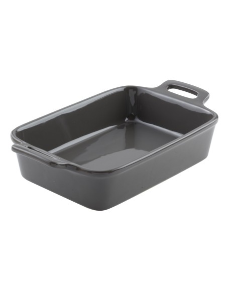 Fuente rectangular gris de gres esmaltado 20x14 cm Bistronome Pro.mundi