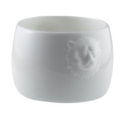 Taza sopera cabeza de león redonda blanca porcelana Ø 9