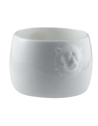 Taza sopera cabeza de león redonda blanca porcelana Ø 9