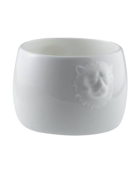 Taza sopera cabeza de león redonda blanca porcelana Ø 9