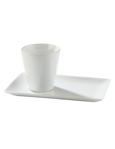 Platillo para té / desayuno gourmet rectangular blanco porcelana 21 cm Edina Pro.mundi