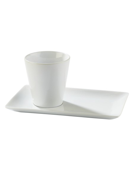 Platillo para té / desayuno gourmet rectangular blanco porcelana 21 cm Edina Pro.mundi