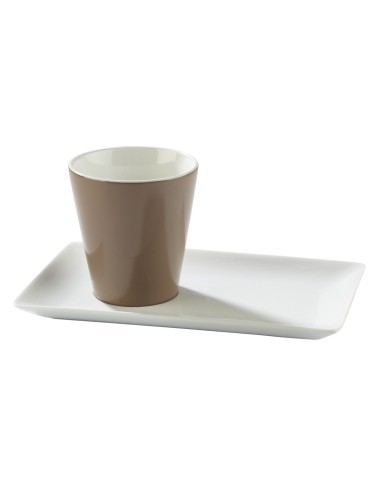 Platillo para té / desayuno gourmet rectangular blanco porcelana 21 cm Edina Pro.mundi