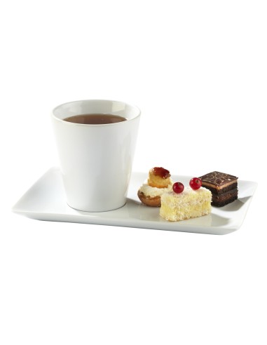 Platillo para té / desayuno gourmet rectangular blanco porcelana 21 cm Edina Pro.mundi