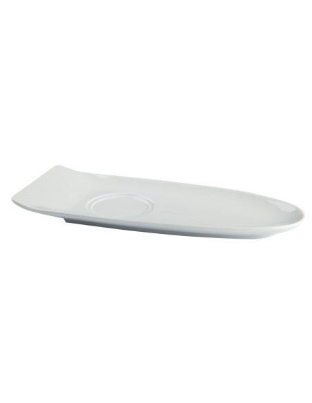 Platillo para café gourmand oval blanco porcelana 23 cm Prismo Pro.mundi