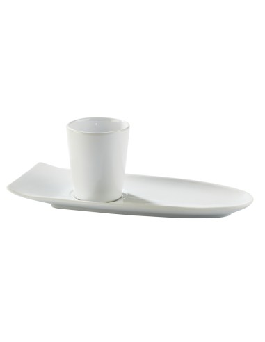 Platillo para café gourmand oval blanco porcelana 23 cm Prismo Pro.mundi