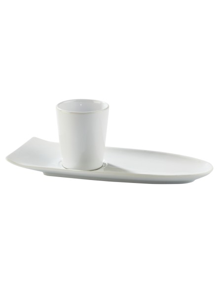 Platillo para café gourmand oval blanco porcelana 23 cm Prismo Pro.mundi