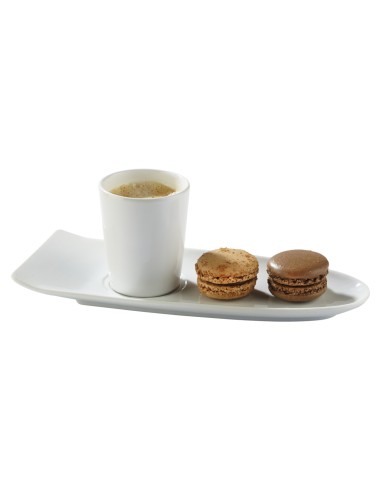 Platillo para café gourmand oval blanco porcelana 23 cm Prismo Pro.mundi