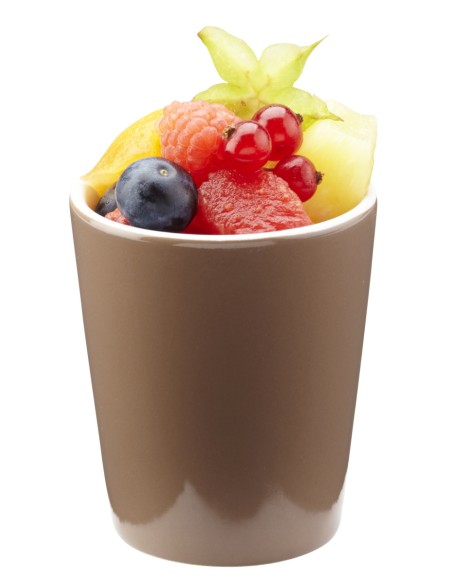 Vaso redondo marrón gres esmaltado 10 cl Ø 6 cm Prismo Pro.mundi