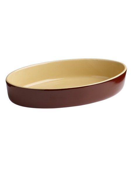 Plato sabot oval marrón gres esmaltado 21x14 cm Pro.mundi