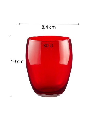 Vaso forma baja rojo vidrio 30 cl Baya Pro.mundi