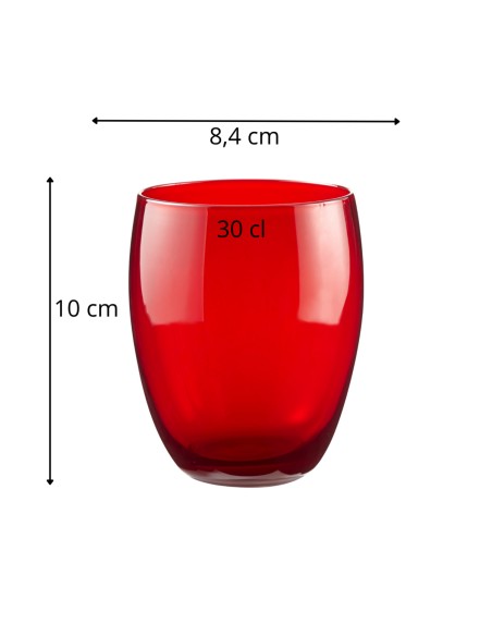 Vaso forma baja rojo vidrio 30 cl Baya Pro.mundi
