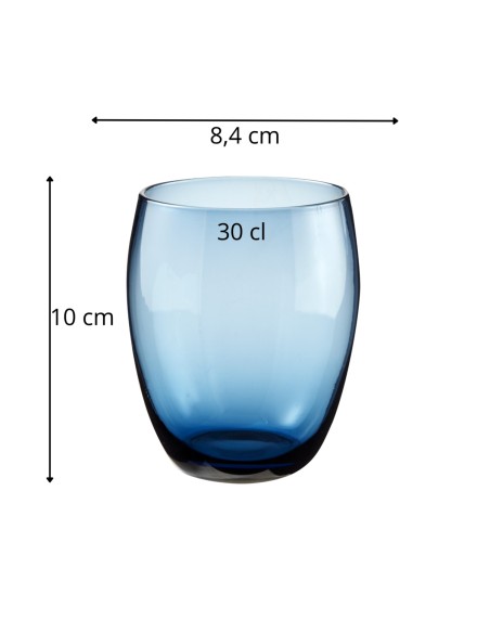 Vaso forma baja azul vidrio 30 cl Baya Pro.mundi