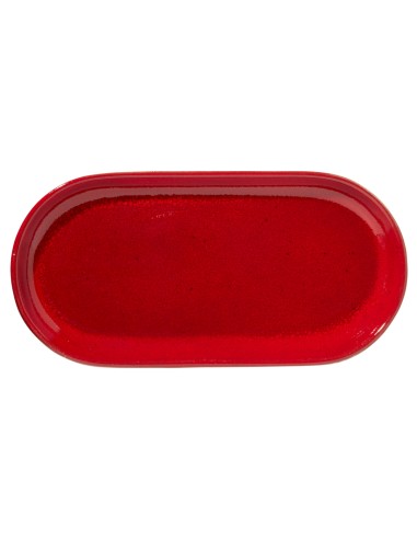 Plato para hamburguesa ovalado rojo gres esmaltado 29x14 cm Gres Couleur Pro.mundi