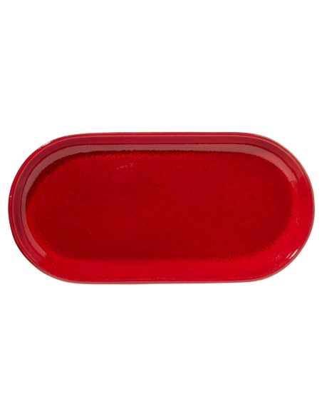 Plato para hamburguesa ovalado rojo gres esmaltado 29x14 cm Gres Couleur Pro.mundi