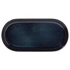 Plato para hamburguesa rectangular azul gres esmaltado 29x14 cm Gres Couleur Pro.mundi