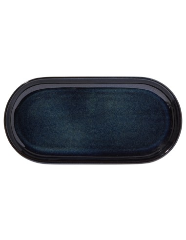 Plato para hamburguesa rectangular azul gres esmaltado 29x14 cm Gres Couleur Pro.mundi