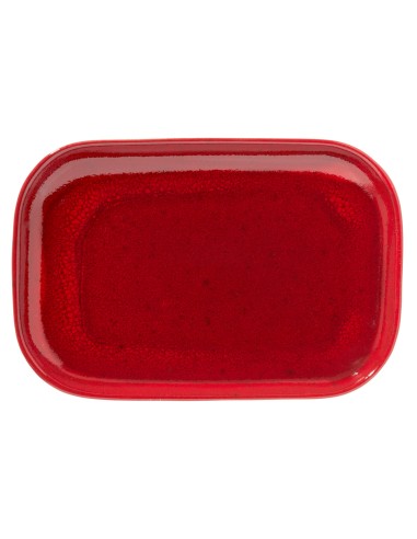 Plato para steak rectangular rojo gres esmaltado 29x19