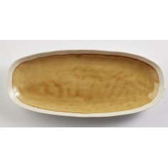 Fuente ovalada amarilla de gres esmaltado 30